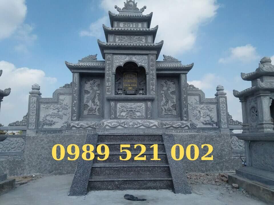 Lăng mộ đá xanh đen ba mái hai cánh chạm hạc - Lăng Mộ Đá Trường Thành