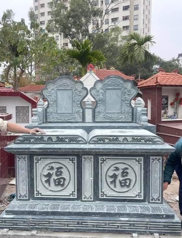 Mộ bành đôi đá xanh rêu MB 17 - Lăng Mộ Đá Trường Thành