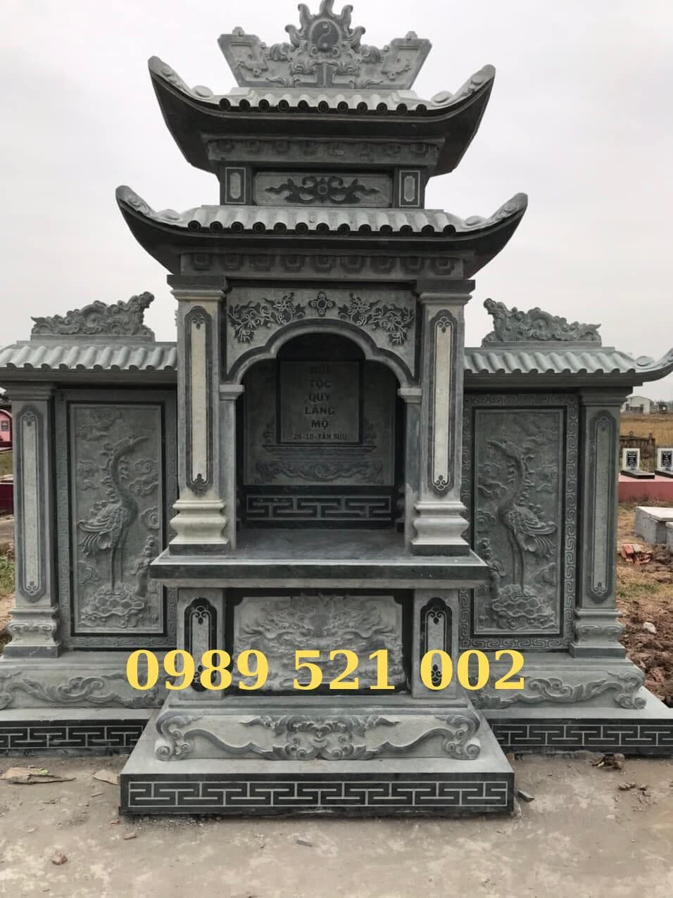 Mộ đá xanh rêu hai mái hai cánh chạm hạc - Lăng Mộ Đá Trường Thành