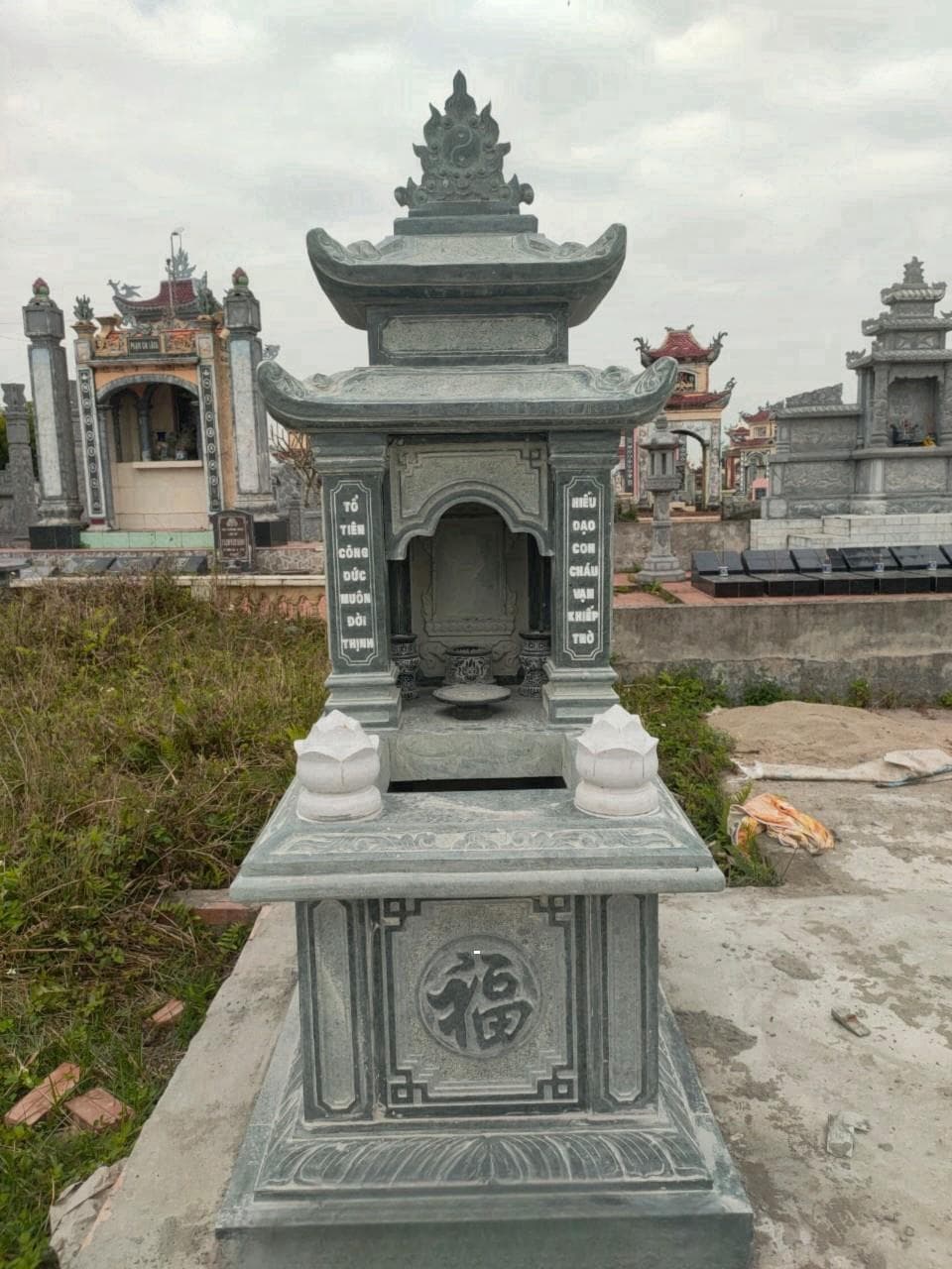 Mộ hai đao đá xanh rêu MD 102 - Lăng Mộ Đá Trường Thành