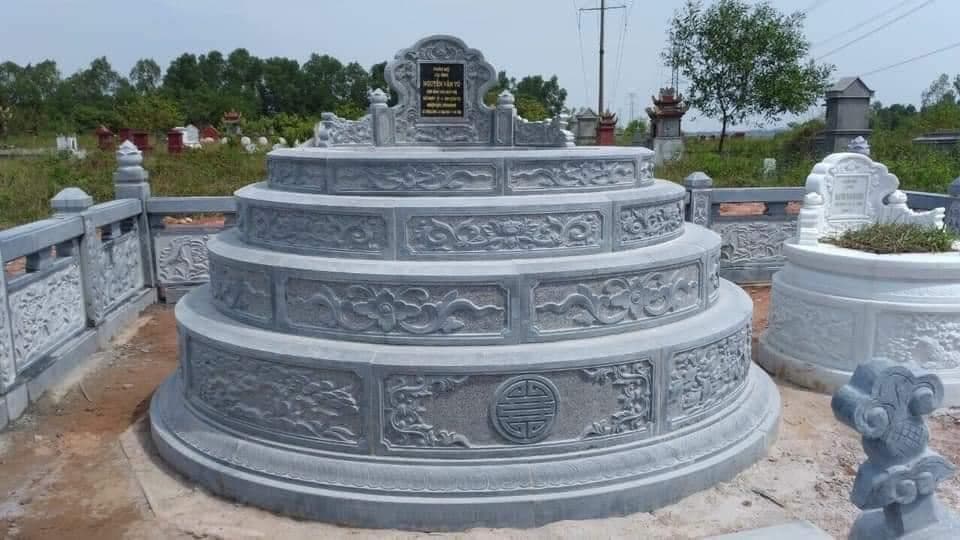 Mộ đá tròn 5 cấp đẹp - Lăng Mộ Đá Trường Thành